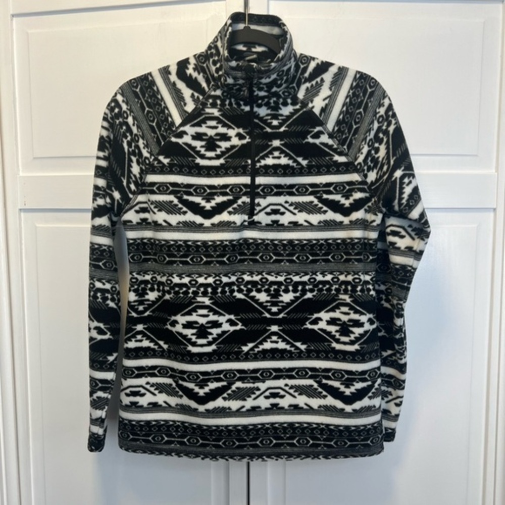 Eddie Bauer Women’s 1/4 Zip Fleece Pullover With Aztec Print Size Women’s Small